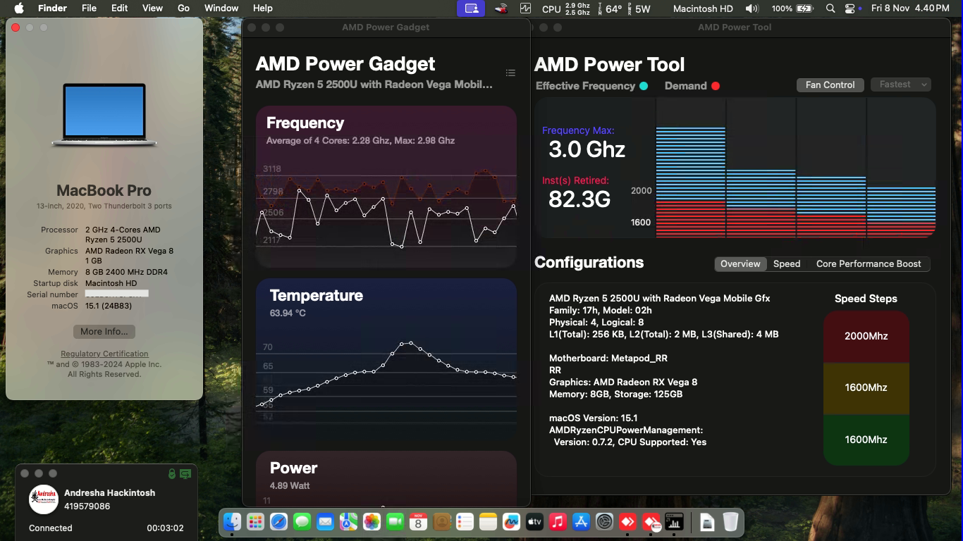 Success Hackintosh macOS Sequoia 15.1 Build 24B83 in Acer Aspire 3 A315-41-R7YL
